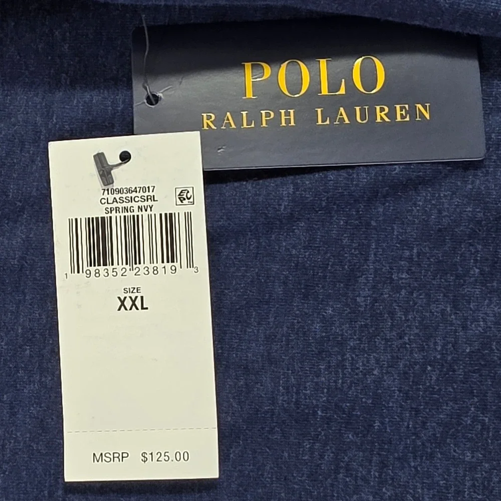 Polo Ralph Lauren Mens XXL Quarter Zip Pullover Navy Heathered Sweater NWT